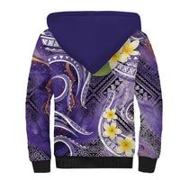 Polynesian Tribal Tattoo Sherpa Hoodie Plumeria Purple Marble Pattern LT9 - Polynesian Pride