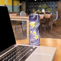 Polynesian Tribal Tattoo Skinny Tumbler Plumeria Purple Marble Pattern