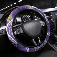 Polynesian Tribal Tattoo Steering Wheel Cover Plumeria Purple Marble Pattern LT9 Universal Fit Purple - Polynesian Pride
