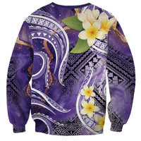 Polynesian Tribal Tattoo Sweatshirt Plumeria Purple Marble Pattern LT9 - Polynesian Pride