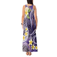 Polynesian Tribal Tattoo Tank Maxi Dress Plumeria Purple Marble Pattern LT9 - Polynesian Pride