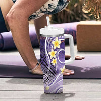 Polynesian Tribal Tattoo Tumbler With Handle Plumeria Purple Marble Pattern LT9 - Polynesian Pride
