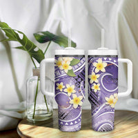 Polynesian Tribal Tattoo Tumbler With Handle Plumeria Purple Marble Pattern LT9 - Polynesian Pride