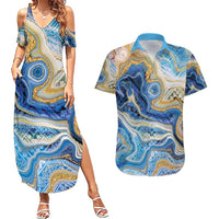 Polynesian Tribal Tattoo Couples Matching Summer Maxi Dress and Hawaiian Shirt Swirling Ocean Marble Pattern LT9 Ocean - Polynesian Pride