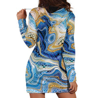 Polynesian Tribal Tattoo Hoodie Dress Swirling Ocean Marble Pattern LT9 - Polynesian Pride