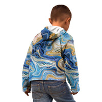 Polynesian Tribal Tattoo Kid Hoodie Swirling Ocean Marble Pattern