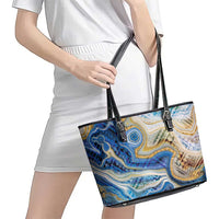 Polynesian Tribal Tattoo Leather Tote Bag Swirling Ocean Marble Pattern LT9 - Polynesian Pride