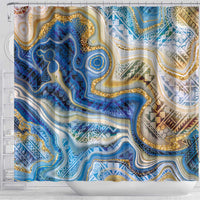 Polynesian Tribal Tattoo Shower Curtain Swirling Ocean Marble Pattern