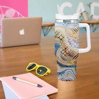 Polynesian Tribal Tattoo Tumbler With Handle Swirling Ocean Marble Pattern LT9 - Polynesian Pride