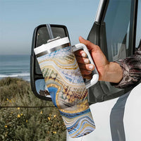 Polynesian Tribal Tattoo Tumbler With Handle Swirling Ocean Marble Pattern LT9 - Polynesian Pride