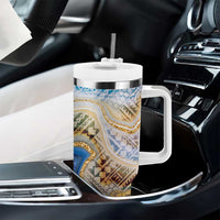 Polynesian Tribal Tattoo Tumbler With Handle Swirling Ocean Marble Pattern LT9 - Polynesian Pride