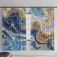 Polynesian Tribal Tattoo Window Curtain Swirling Ocean Marble Pattern LT9 With Hooks Ocean - Polynesian Pride