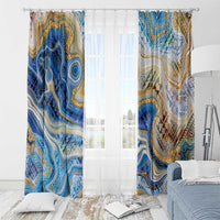 Polynesian Tribal Tattoo Window Curtain Swirling Ocean Marble Pattern LT9 - Polynesian Pride