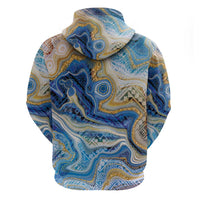 Polynesian Tribal Tattoo Zip Hoodie Swirling Ocean Marble Pattern