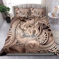 Personalised Aloha King Kamehameha Spirits Bedding Set Beige Special LT9 - Polynesian Pride