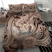 Personalised Aloha King Kamehameha Spirits Bedding Set Beige Special LT9 - Polynesian Pride