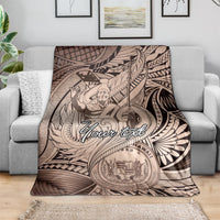 Personalised Aloha King Kamehameha Spirits Blanket Beige Special LT9 - Polynesian Pride