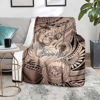 Personalised Aloha King Kamehameha Spirits Blanket Beige Special LT9 - Polynesian Pride