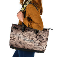 Personalised Aloha King Kamehameha Spirits Leather Tote Bag Beige Special LT9 Beige - Polynesian Pride