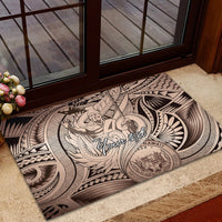 Personalised Aloha King Kamehameha Spirits Rubber Doormat Beige Special LT9 - Polynesian Pride