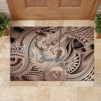 Personalised Aloha King Kamehameha Spirits Rubber Doormat Beige Special LT9 - Polynesian Pride