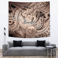 Personalised Aloha King Kamehameha Spirits Tapestry Beige Special LT9 Beige - Polynesian Pride
