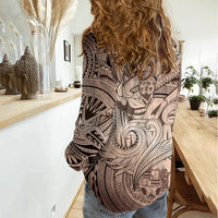 Personalised Aloha King Kamehameha Spirits Women Casual Shirt Beige Special LT9 - Polynesian Pride
