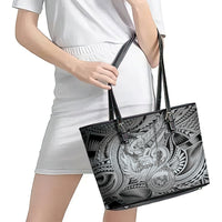 Personalised Aloha King Kamehameha Spirits Leather Tote Bag Grey Special LT9 - Polynesian Pride