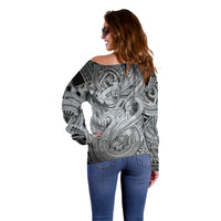 Personalised Aloha King Kamehameha Spirits Off Shoulder Sweater Grey Special LT9 - Polynesian Pride