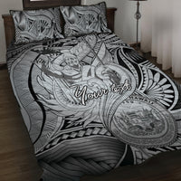 Personalised Aloha King Kamehameha Spirits Quilt Bed Set Grey Special LT9 Grey - Polynesian Pride