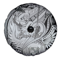Personalised Aloha King Kamehameha Spirits Spare Tire Cover Grey Special LT9 - Polynesian Pride