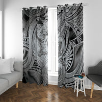 Personalised Aloha King Kamehameha Spirits Window Curtain Grey Special LT9 With Grommets Grey - Polynesian Pride