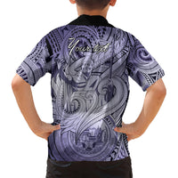 Personalised Aloha King Kamehameha Spirits Kid Hawaiian Shirt Violet Special LT9 - Polynesian Pride
