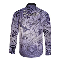 Personalised Aloha King Kamehameha Spirits Long Sleeve Button Shirt Violet Special LT9 - Polynesian Pride