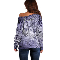 Personalised Aloha King Kamehameha Spirits Off Shoulder Sweater Violet Special LT9 - Polynesian Pride