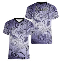 Personalised Aloha King Kamehameha Spirits Women V Neck T Shirt Violet Special LT9 - Polynesian Pride