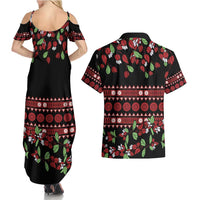 Fiji Masi Bula Tagimoucia Flowers Couples Matching Summer Maxi Dress and Hawaiian Shirt