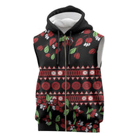 Fiji Masi Bula Tagimoucia Flowers Sleeveless Zip Hoodie LT9 Red - Polynesian Pride