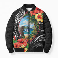 Hafa Adai Guam Bomber Puffer Jacket Guahan Seal Chamorro Stones Tribal - Polynesian Pride
