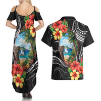 Hafa Adai Guam Couples Matching Summer Maxi Dress and Hawaiian Shirt Guahan Seal Chamorro Stones Tribal