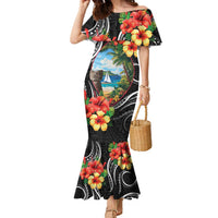 Hafa Adai Guam Family Matching Mermaid Dress and Hawaiian Shirt Guahan Seal Chamorro Stones Tribal