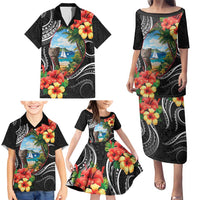 Hafa Adai Guam Family Matching Puletasi and Hawaiian Shirt Guahan Seal Chamorro Stones Tribal