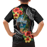 Hafa Adai Guam Kid Hawaiian Shirt Guahan Seal Chamorro Stones Tribal