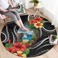 Hafa Adai Guam Round Carpet Guahan Seal Chamorro Stones Tribal