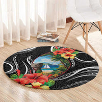 Hafa Adai Guam Round Carpet Guahan Seal Chamorro Stones Tribal