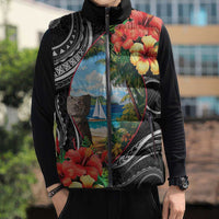 Hafa Adai Guam Sleeveless Puffer Jacket Guahan Seal Chamorro Stones Tribal LT9 - Polynesian Pride