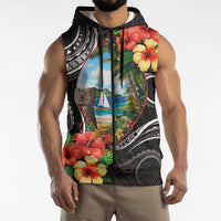 Hafa Adai Guam Sleeveless Zip Hoodie Guahan Seal Chamorro Stones Tribal LT9 - Polynesian Pride