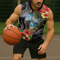 Hafa Adai Guam Sleeveless Zip Hoodie Guahan Seal Chamorro Stones Tribal - Polynesian Pride