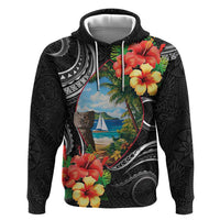 Hafa Adai Guam Zip Hoodie Guahan Seal Chamorro Stones Tribal