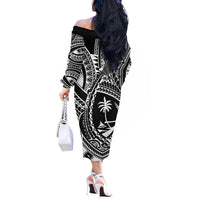 Hafa Adai Guam Inspired Tattoo Off The Shoulder Long Sleeve Dress LT9 - Polynesian Pride